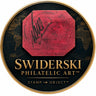 SWIDERSKI PHILATELIC ART — selo vermelho com moldura circular dourada